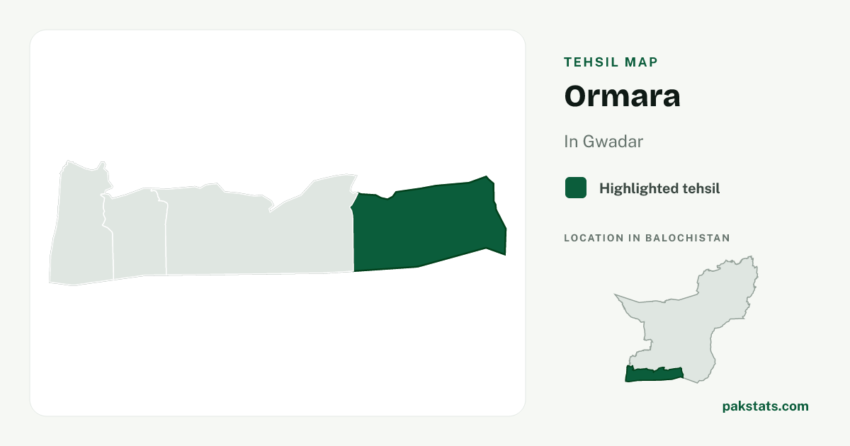 Locator map of Ormara highlighted within Gwadar.
