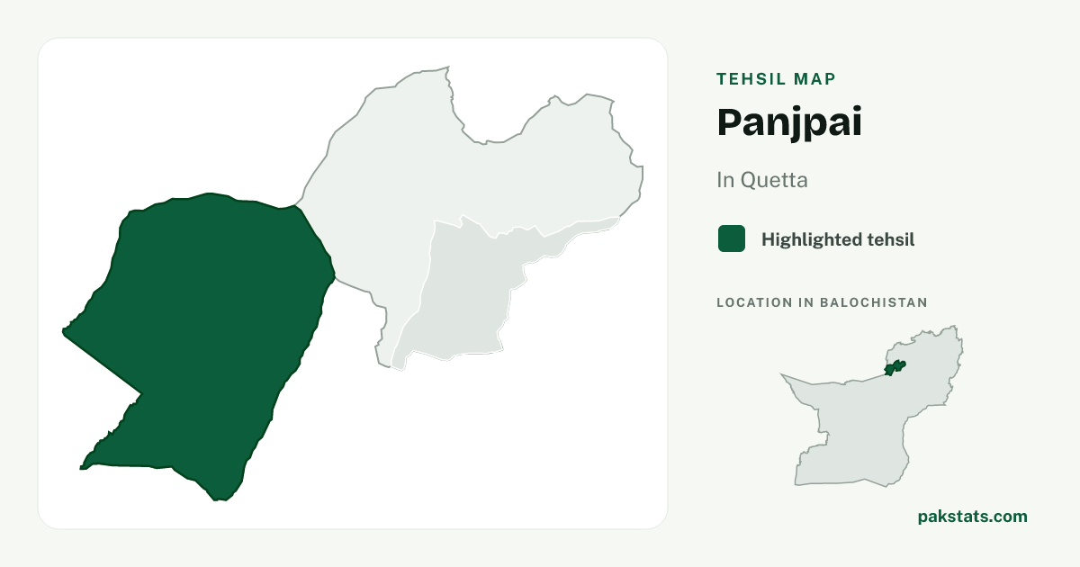 Locator map of Panjpai highlighted within Quetta.