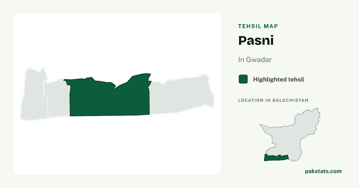 Locator map of Pasni highlighted within Gwadar.
