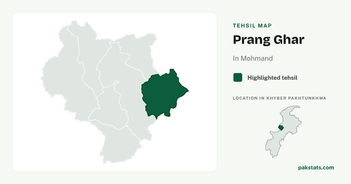 Locator map of Prang Ghar highlighted within Mohmand.