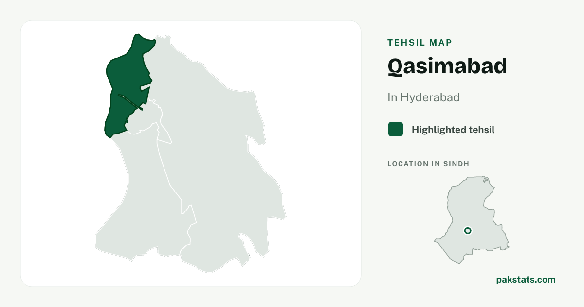 Locator map of Qasimabad highlighted within Hyderabad.