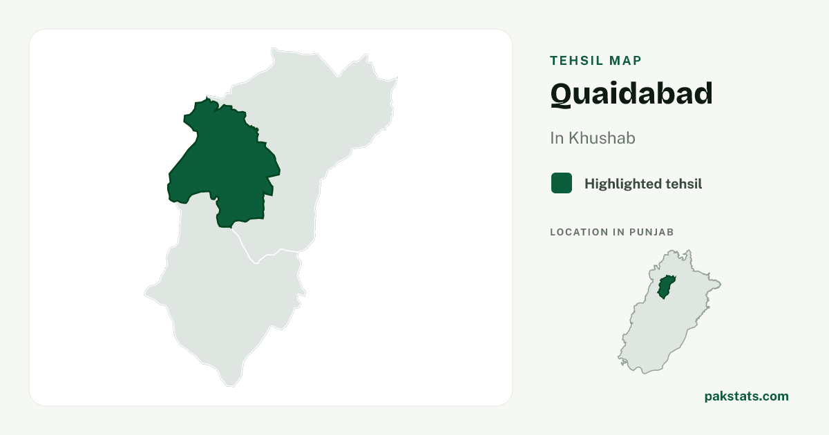 Locator map of Quaidabad highlighted within Khushab.