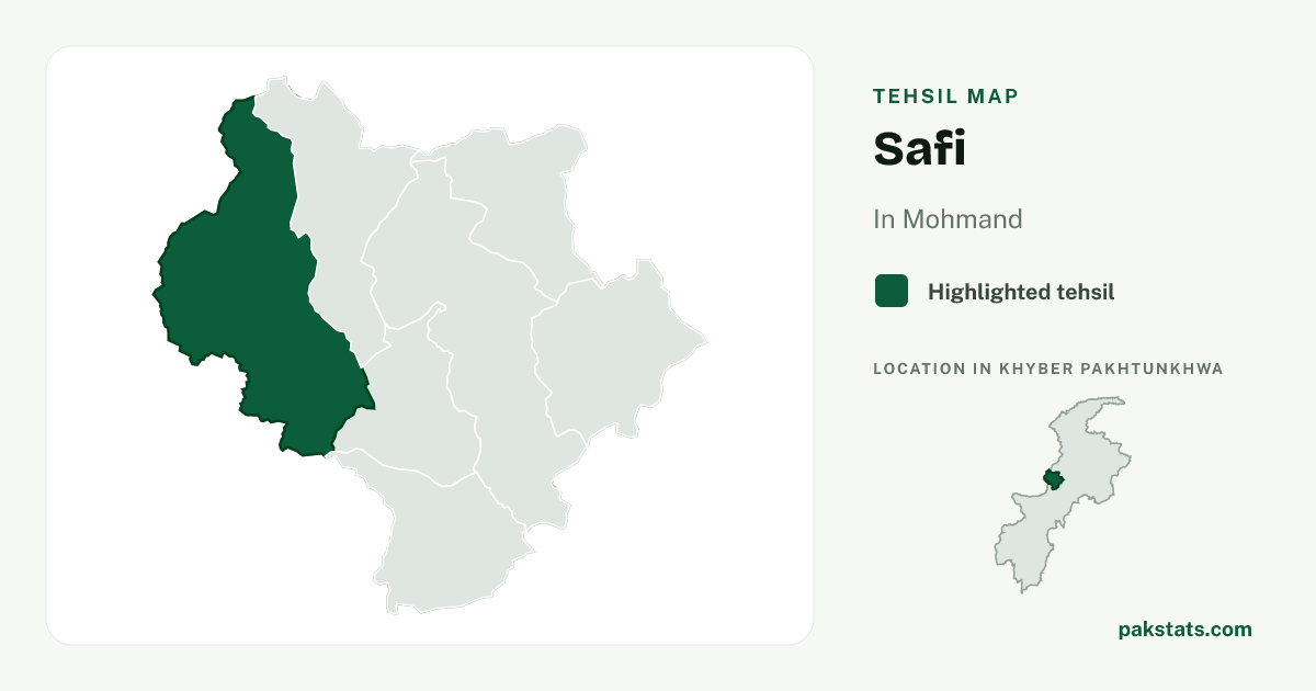 Locator map of Safi highlighted within Mohmand.
