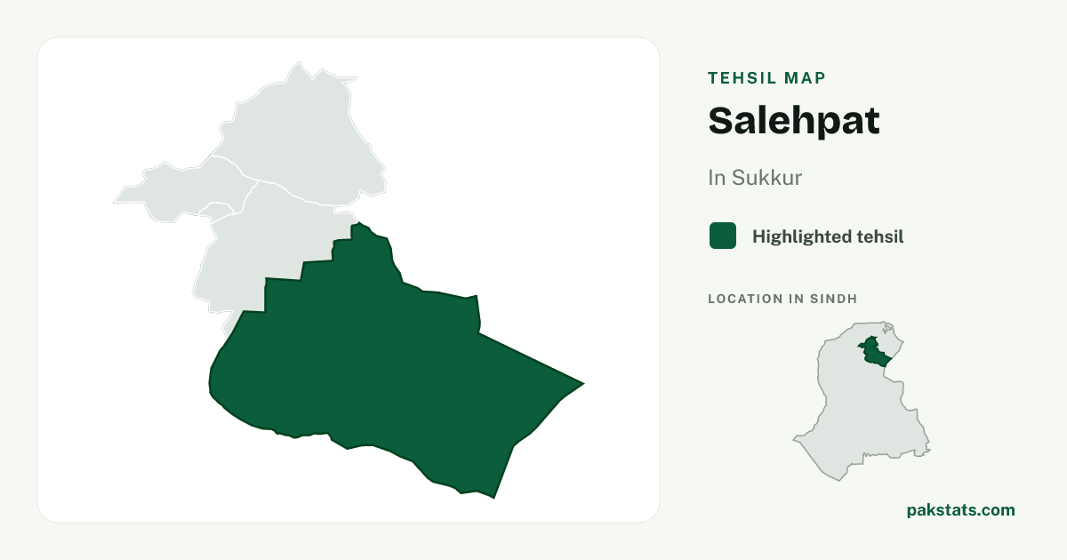 Locator map of Salehpat highlighted within Sukkur.