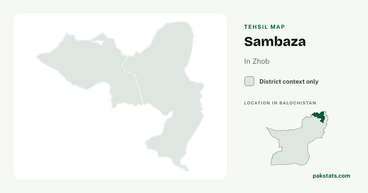 District context map for Sambaza; no unambiguous current boundary matches the 2023 census tehsil.