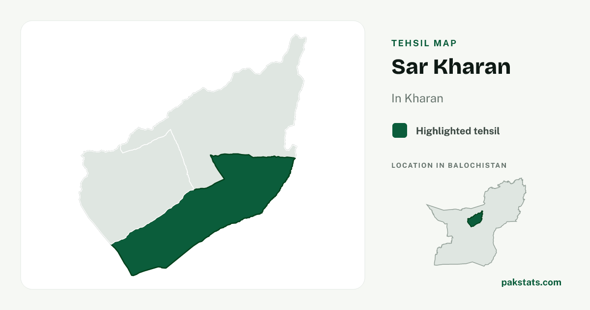 Locator map of Sar Kharan highlighted within Kharan.