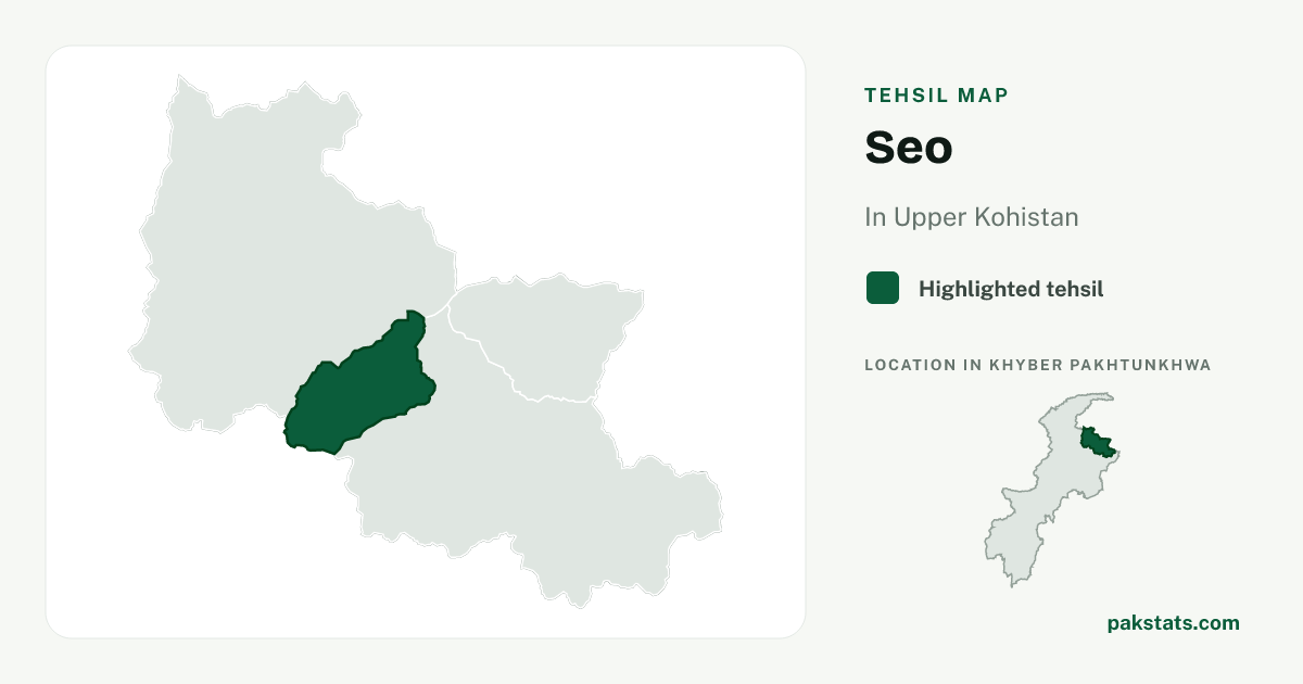 Locator map of Seo highlighted within Upper Kohistan.