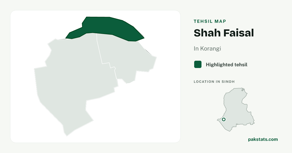 Locator map of Shah Faisal highlighted within Korangi.
