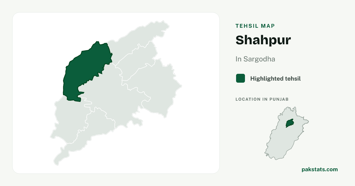 Locator map of Shahpur highlighted within Sargodha.
