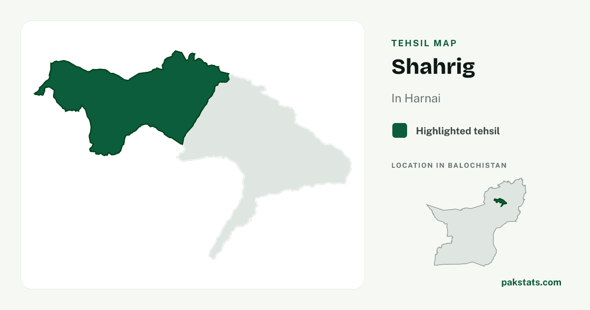 Locator map of Shahrig highlighted within Harnai.
