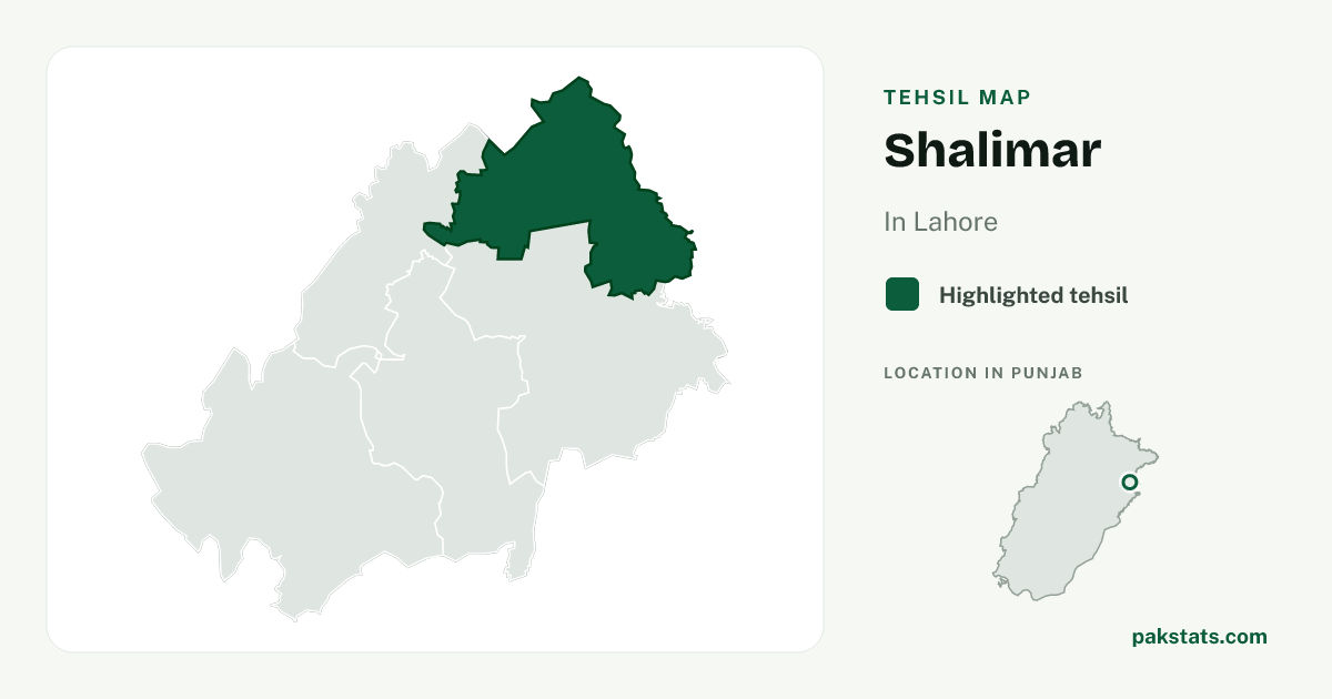 Locator map of Shalimar highlighted within Lahore.