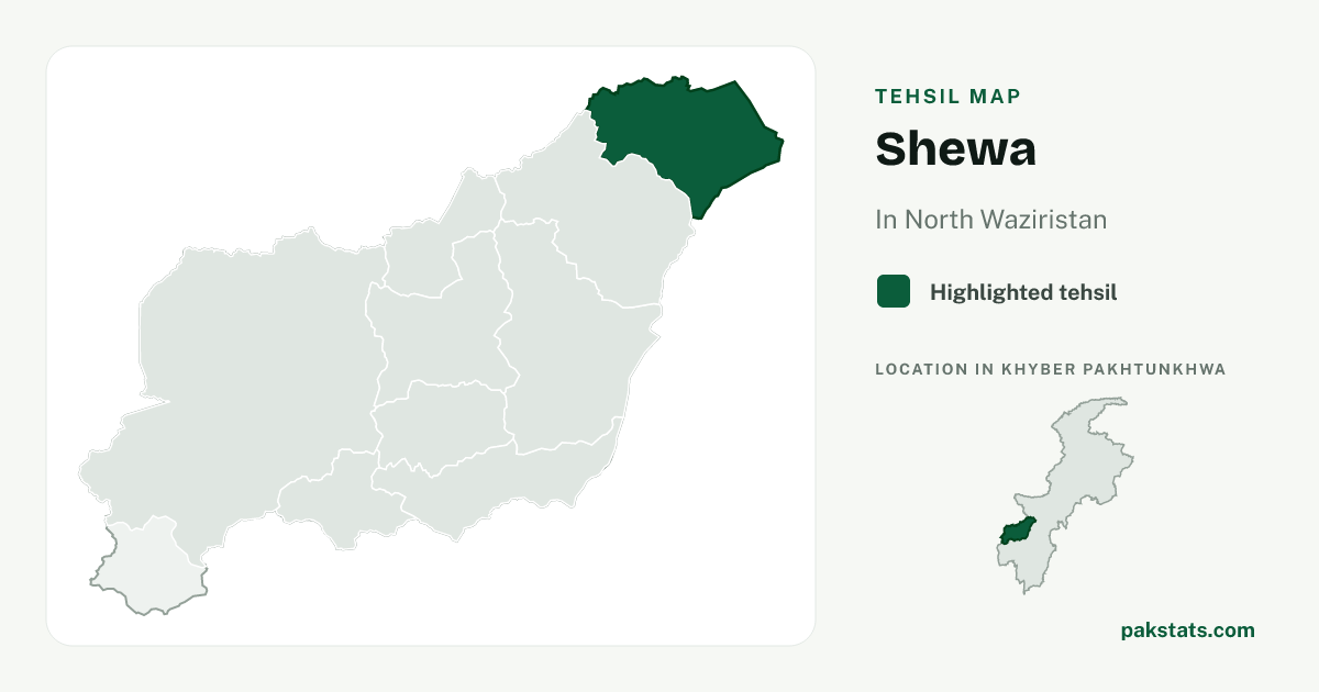 Locator map of Shewa highlighted within North Waziristan.