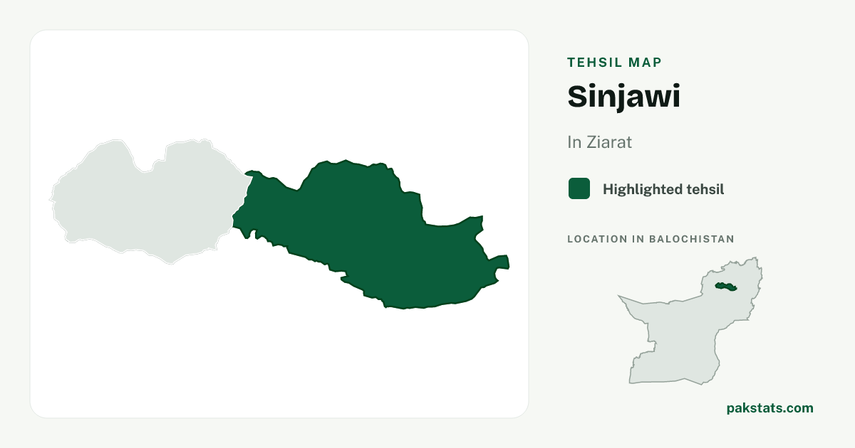 Locator map of Sinjawi highlighted within Ziarat.