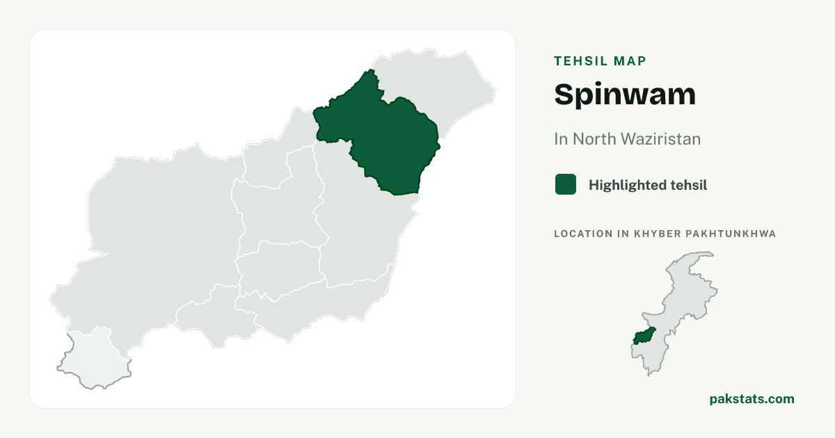 Locator map of Spinwam highlighted within North Waziristan.