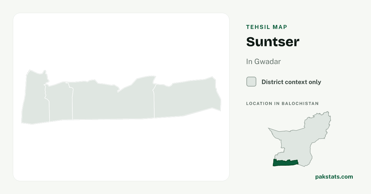 District context map for Suntser; no unambiguous current boundary matches the 2023 census tehsil.