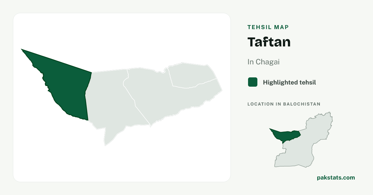 Locator map of Taftan highlighted within Chagai.