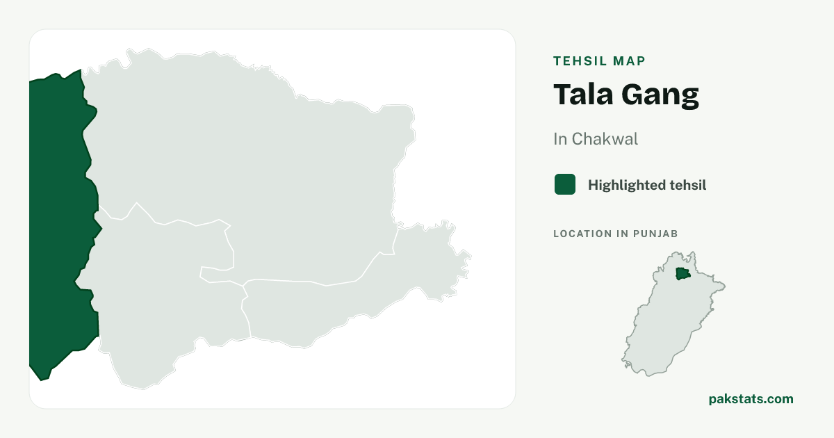 Locator map of Tala Gang highlighted within Chakwal.