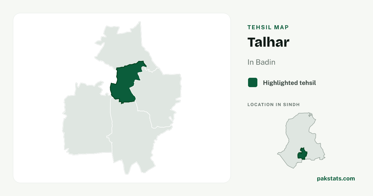 Locator map of Talhar highlighted within Badin.