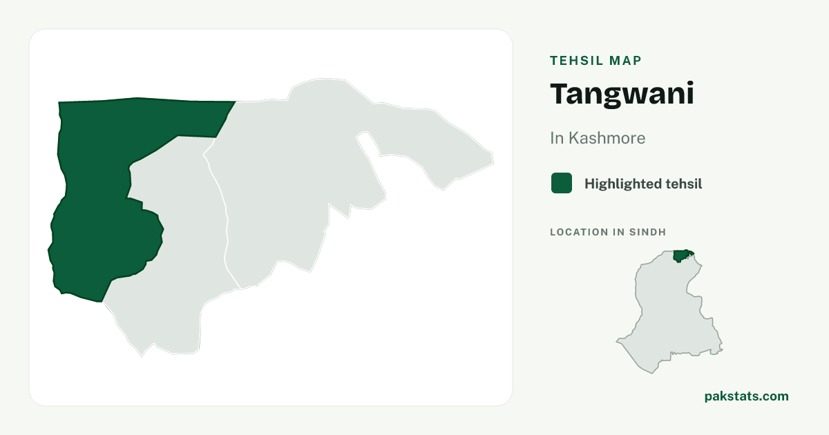 Locator map of Tangwani highlighted within Kashmore.