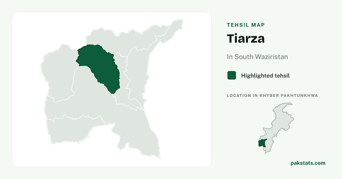 Locator map of Tiarza highlighted within South Waziristan.