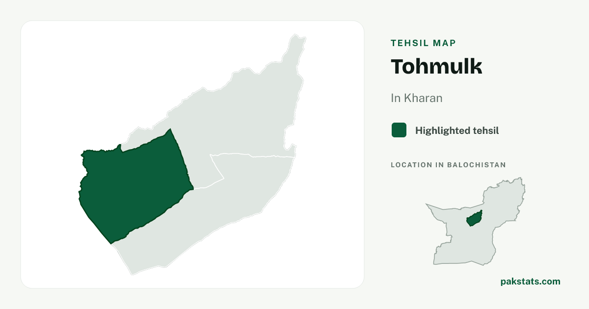 Locator map of Tohmulk highlighted within Kharan.