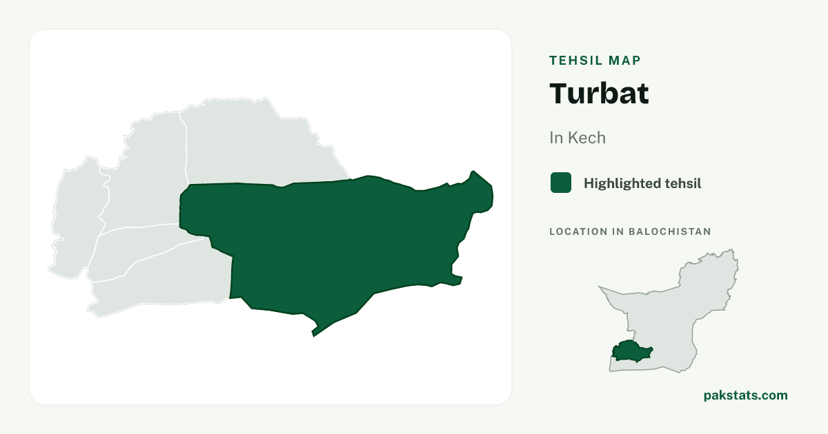 Locator map of Turbat highlighted within Kech.