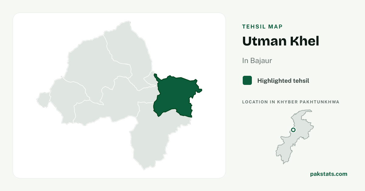 Locator map of Utman Khel highlighted within Bajaur.
