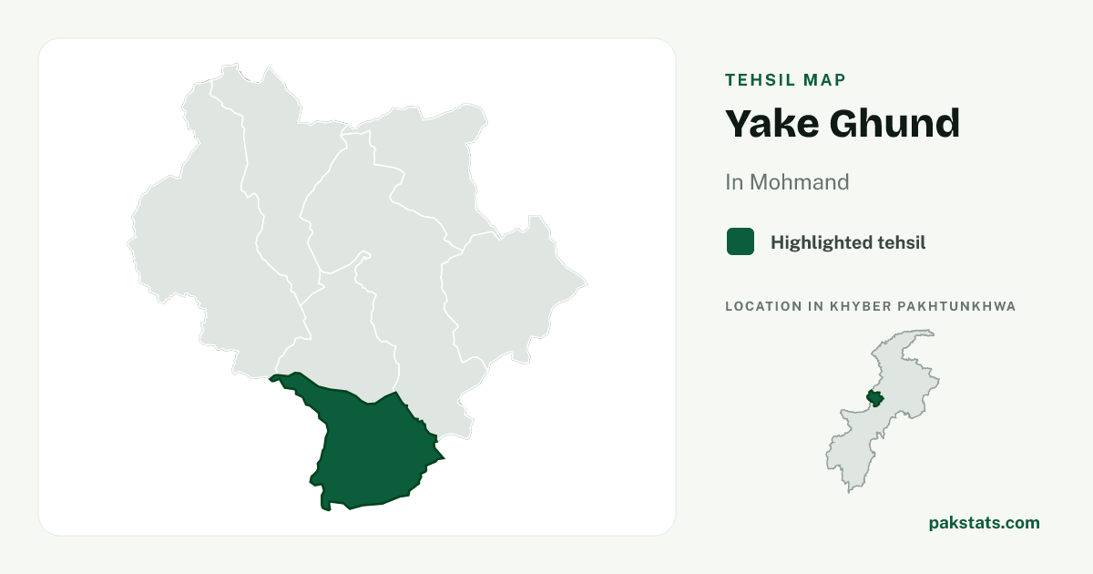 Locator map of Yake Ghund highlighted within Mohmand.